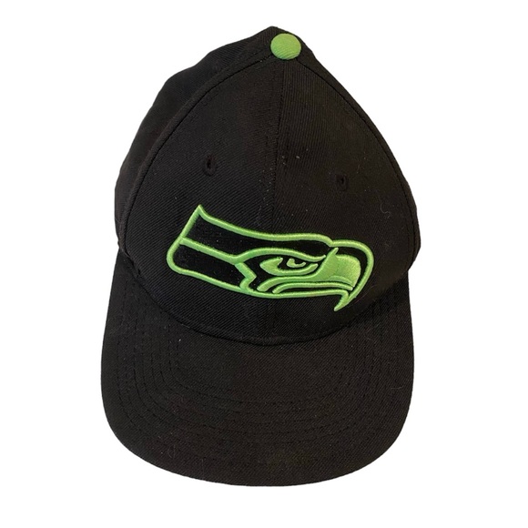 Seattle Seahawks Wool Snap Back Adjustable Hat Cap NFL Black Green New Era - Picture 1 of 5